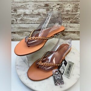 NWT Women’s Wide Fit  Peach Gold Studded Flip Flops US Sz 11 See Picture Details